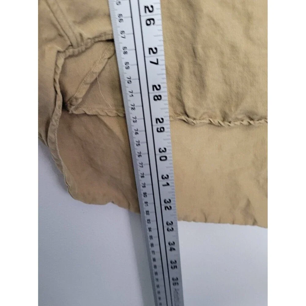 Ralph Lauren silk linen blend classic fit short sleeve button front tan top L